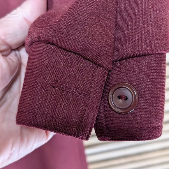 Mynette Long Sleeve Dress w/ Belt Elegant Burgundy Size 12 - Picture 5 of 13